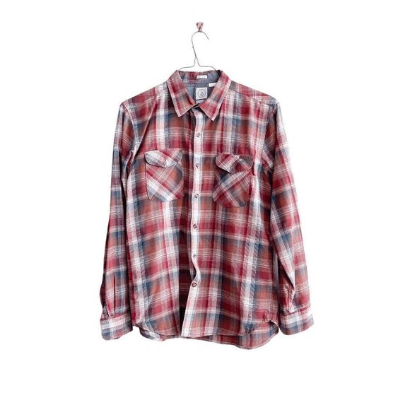 Volcom Other - Volcom Mens Plaid Flannel Classic Fit Long Sleeve Button Up Shirt Red Medium